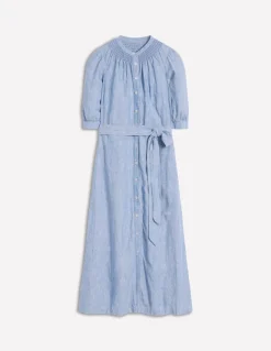 Ada Linen Midi Dress-Grey Blue Chambray-Boden Discount