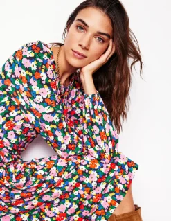 Alexandra Blouson Jersey Dress-Multi, Painterly Meadow-Boden Fashion