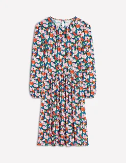 Alexandra Blouson Jersey Dress-Multi, Painterly Meadow-Boden Fashion