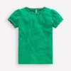 Ali Puff Sleeve Pom T-shirt-Bright Emerald-Boden Online