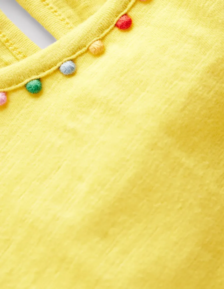 Ali Puff Sleeve Pom T-shirt-Pineapple Yellow-Boden Cheap