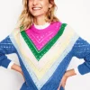Alice Fluffy Raglan Sweater-Blue and Pink Chevron-Boden Cheap