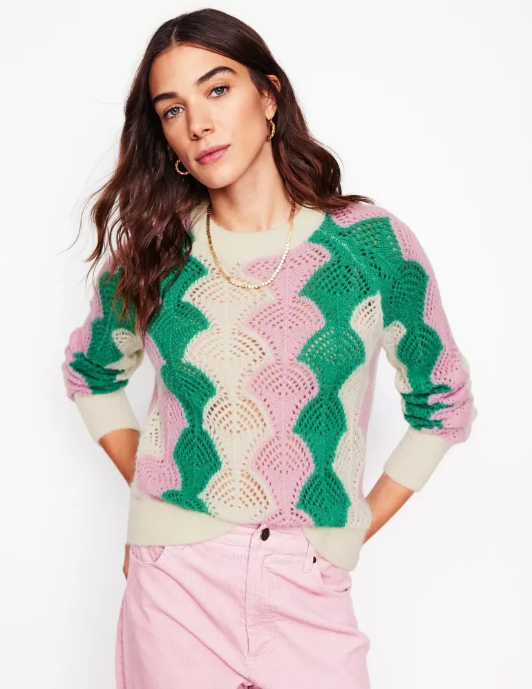 Alice Fluffy Raglan Sweater-Warm Ivory/ Soft Lavender Pink-Boden Cheap