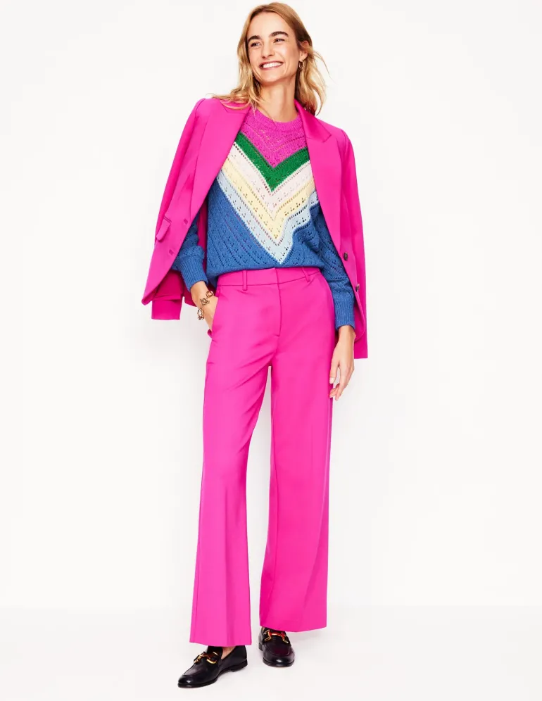Alice Fluffy Raglan Sweater-Blue and Pink Chevron-Boden Cheap