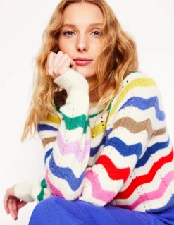 Alice Fluffy Raglan Sweater-Rainbow Wave-Boden Outlet