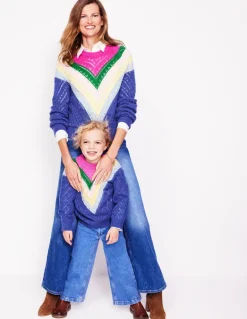 Alice Fluffy Raglan Sweater-Blue and Pink Chevron-Boden Cheap