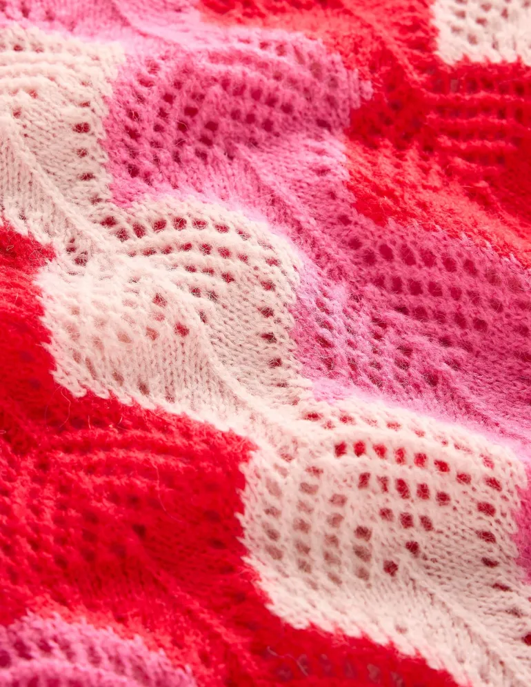 Alice Fluffy Raglan Sweater-Poppy Red/ Chalk/ Tickled Pink-Boden Discount