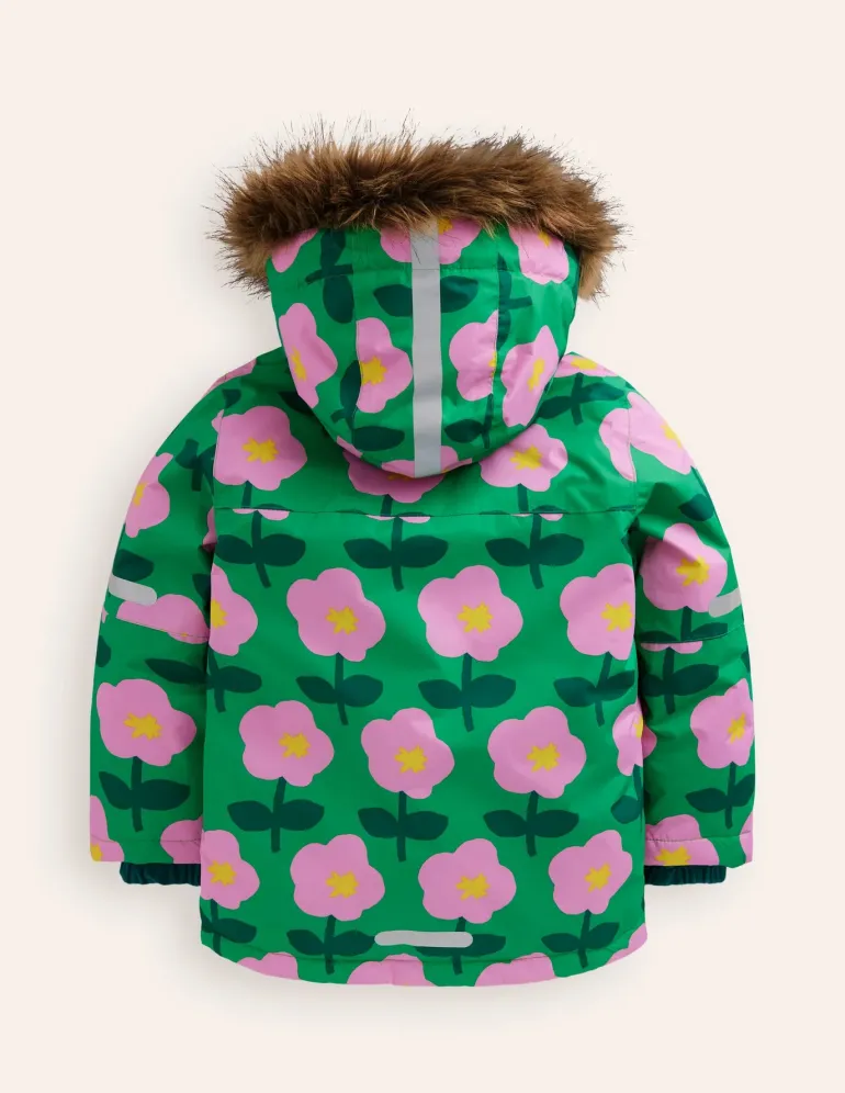 All-Weather Waterproof Coat-Rich Emerald Cut Out Flower-Boden Outlet