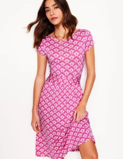 Amelie Jersey Dress-Tickled Pink, Cloud Terrace-Boden Cheap