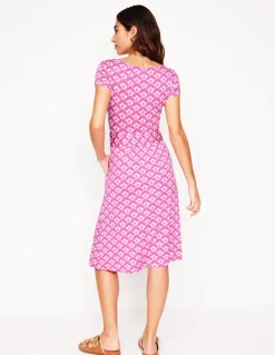 Amelie Jersey Dress-Tickled Pink, Cloud Terrace-Boden Cheap