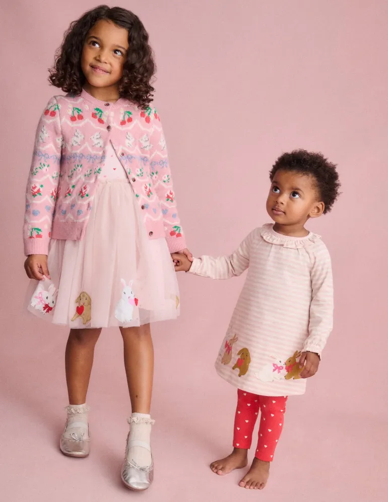 Ami Applique Tulle Dress-Chalk Pink Bunnies-Boden Store
