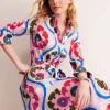 Amy Cotton Midi Shirt Dress-Multi, Geo Floret-Boden Store