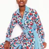 Amy Cotton Midi Shirt Dress-Multi, Painterly Meadow-Boden Online
