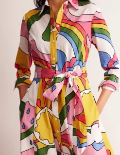 Amy Cotton Midi Shirt Dress-Multi, Sunshine-Boden Hot