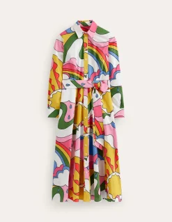 Amy Cotton Midi Shirt Dress-Multi, Sunshine-Boden Hot