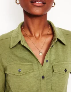 Amy Jersey Shirt-Soft Olive-Boden Best Sale