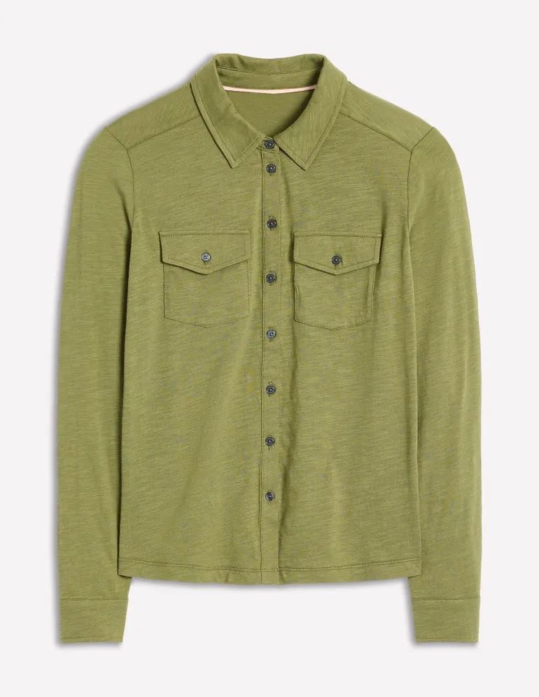 Amy Jersey Shirt-Soft Olive-Boden Best Sale