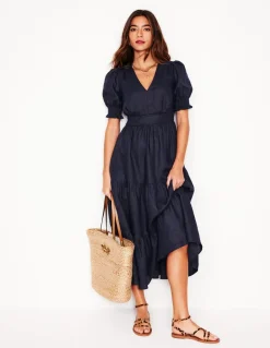 Anna Linen Tiered Midi Dress--Boden Store