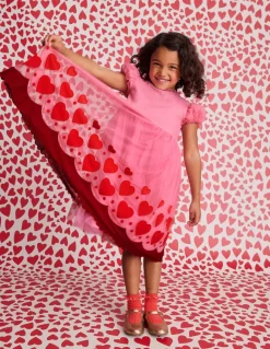Appliqué Hem Tulle Dress-Bubblegum Pink Hearts-Boden Sale