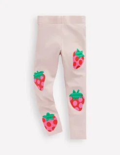 Appliqué Leggings-Chalk Violet Strawberries-Boden Hot