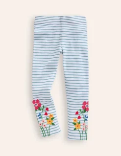 Appliqué Leggings-Ivory/ Vintage Blue Flowers-Boden Best