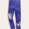 Appliqué Leggings-Navy Unicorns-Boden Outlet