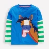Applique Mock Sleeve T-Shirt-Kingfisher Blue Horse-Boden Clearance
