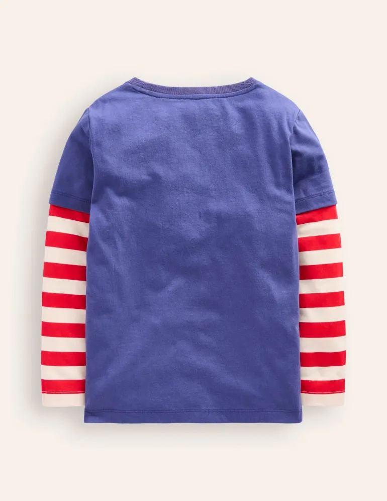 Applique Mock Sleeve T-shirt-Bluejay Janet-Boden Best Sale