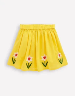 Applique Skirt-Tropical Yellow Flowers-Boden Best