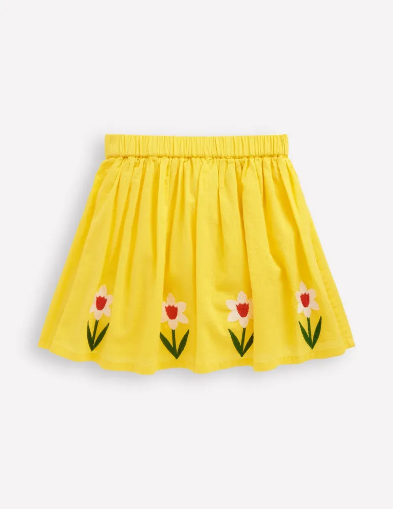 Applique Skirt-Tropical Yellow Flowers-Boden Best