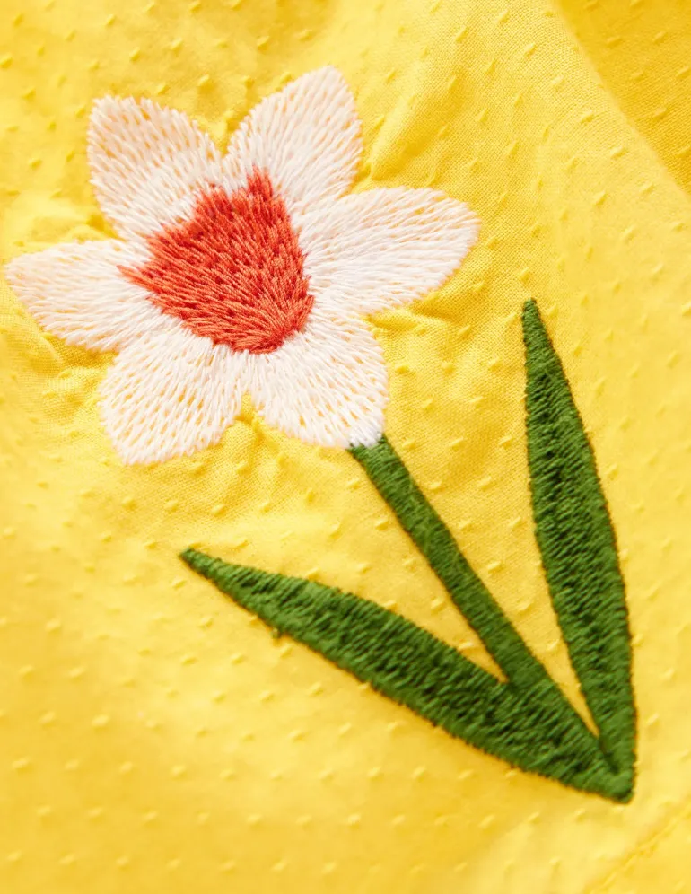 Applique Skirt-Tropical Yellow Flowers-Boden Best