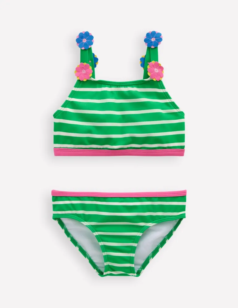 Applique Strap Bikini-Sapling Green Stripe Hearts-Boden Cheap