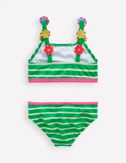Applique Strap Bikini-Sapling Green Stripe Hearts-Boden Cheap