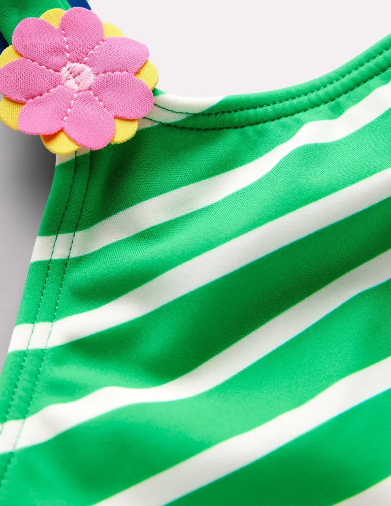 Applique Strap Bikini-Sapling Green Stripe Hearts-Boden Cheap
