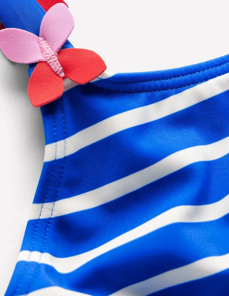 Applique Strap Swimsuit-Gallery Blue Stripe Butterfly-Boden Cheap