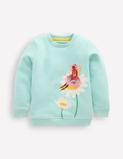 Applique Sweatshirt-Spring Green Daisy Fairy-Boden Online