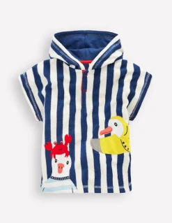 Applique Towelling Throw On-Sapphire Blue Seagulls-Boden Flash Sale