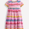 Ariel Twirly Jersey Dress-Cosmos Pink Floral Stripe-Boden Clearance
