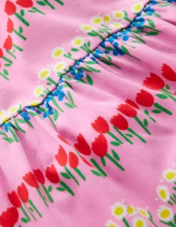 Ariel Twirly Jersey Dress-Cosmos Pink Floral Stripe-Boden Clearance