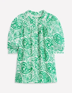 Bea Linen Top-Rich Emerald, Meadow Paisley-Boden Best