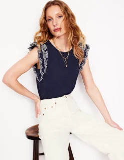 Belle Broderie Sleeve Top--Boden Shop