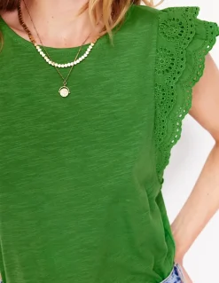 Belle Broderie Sleeve Top-Paradise Green-Boden Cheap