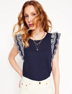 Belle Broderie Sleeve Top--Boden Shop
