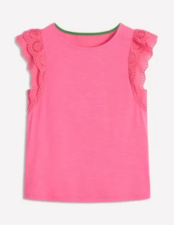 Belle Broderie Sleeve Top-Pink Rose-Boden New