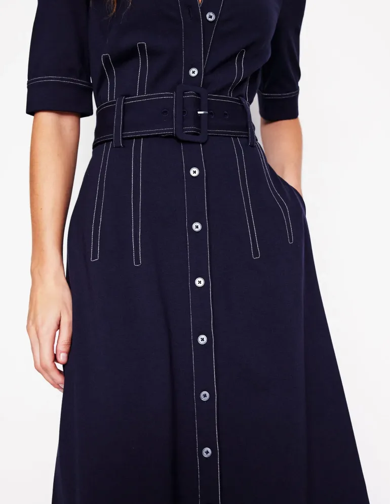 Belted Ponte Shirt Dress--Boden Flash Sale