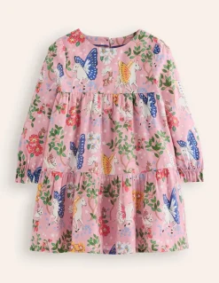 Betsy Tiered Twirly Dress-Vintage Pink Enchanted Forest-Boden Online