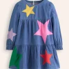 Betsy Tiered Twirly Dress-Mid Vintage Stars-Boden Flash Sale