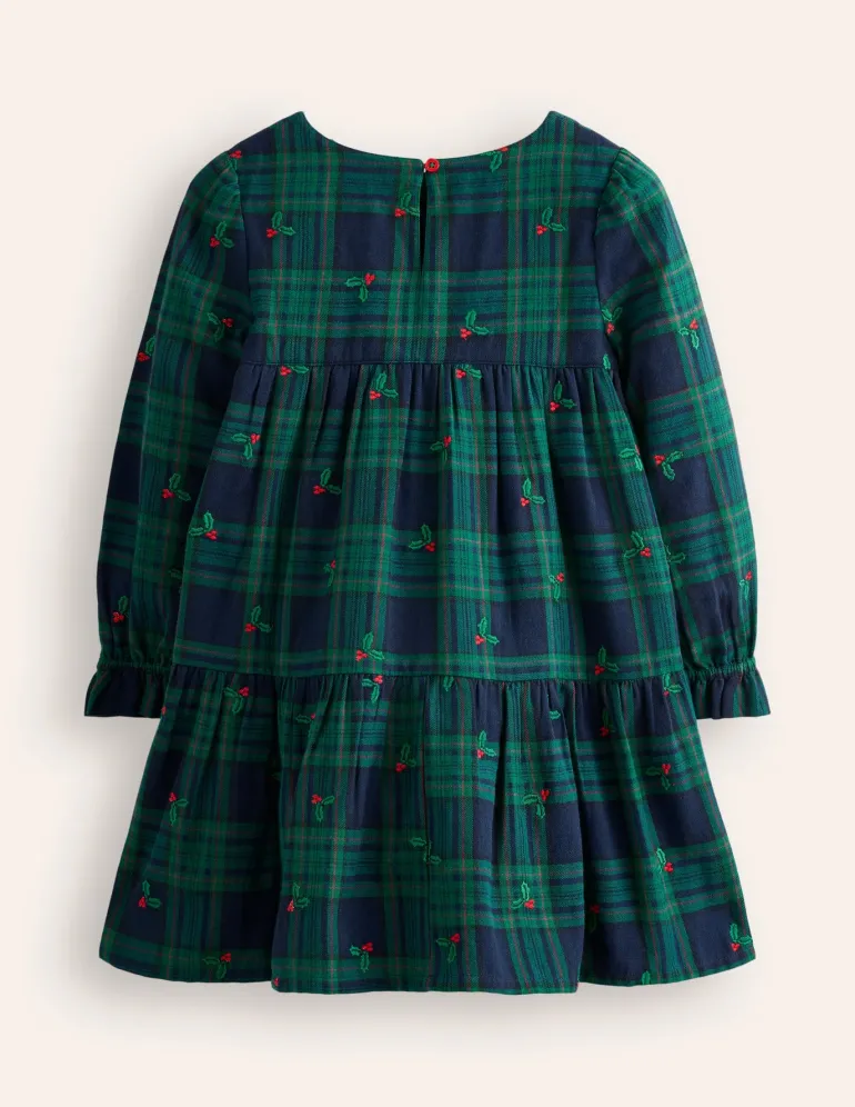 Betsy Tiered Twirly Dress-Blackwatch Check Holly-Boden Cheap