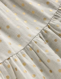 Betsy Tiered Twirly Dress-Oatmeal/Gold Spot-Boden Shop
