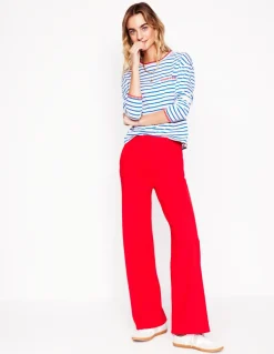 Blanket Stitch Boxy Top-Ivory, Gallery Blue-Boden Online
